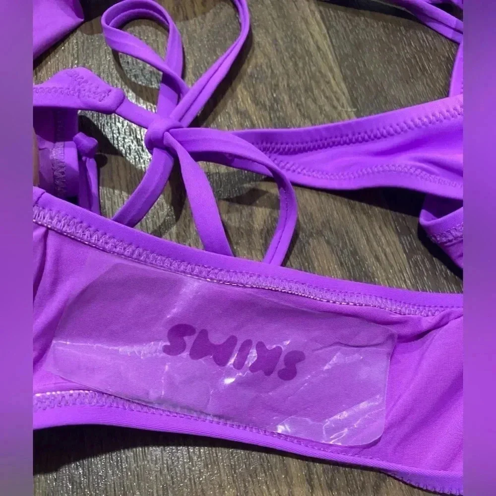 SKIMS Swim DIPPED TIE BOTTOM Violet Purple Size 4X. New with Tags